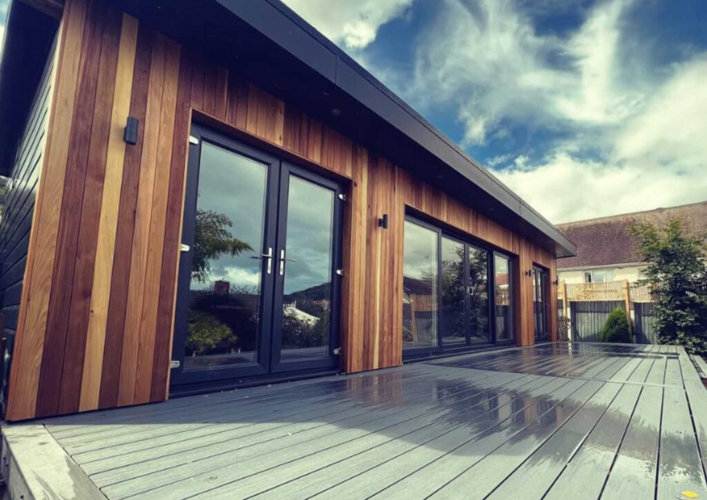Mod Pods of Conwy garden build rooms mega pod airbnb entertainment room outdoor garden bar north west wales north
